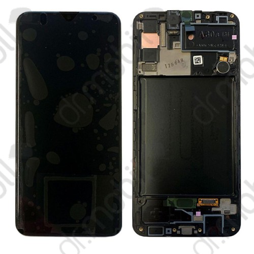 Kijelző Samsung  Samsung Galaxy A30s (SM-A307F)  előlap + LCD kijelző + érintőpanel komplett kerettel fekete GH82-21190A, GH82-21329A